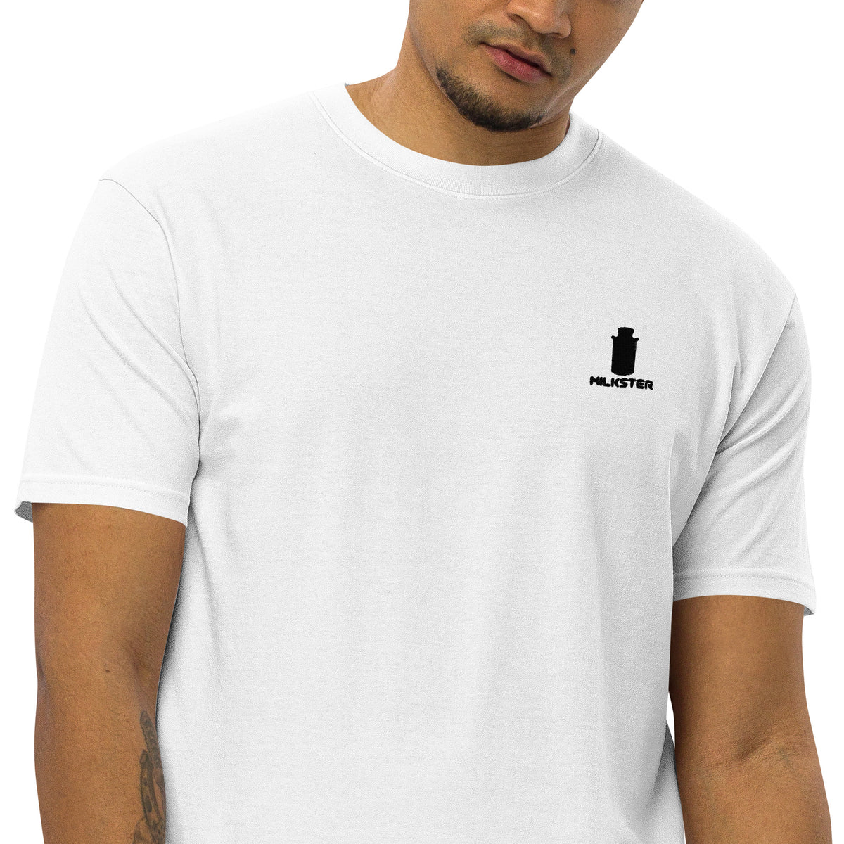 Premium heavyweight tee w/ Milkster Logo (suggested retail price 24.99)