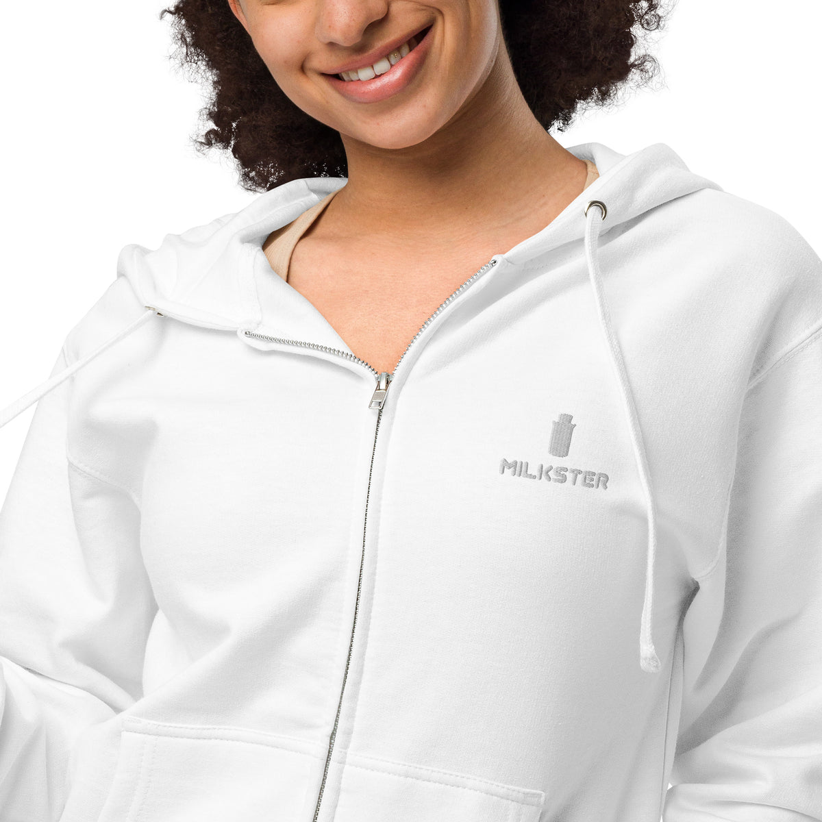 Unisex fleece zip up hoodie