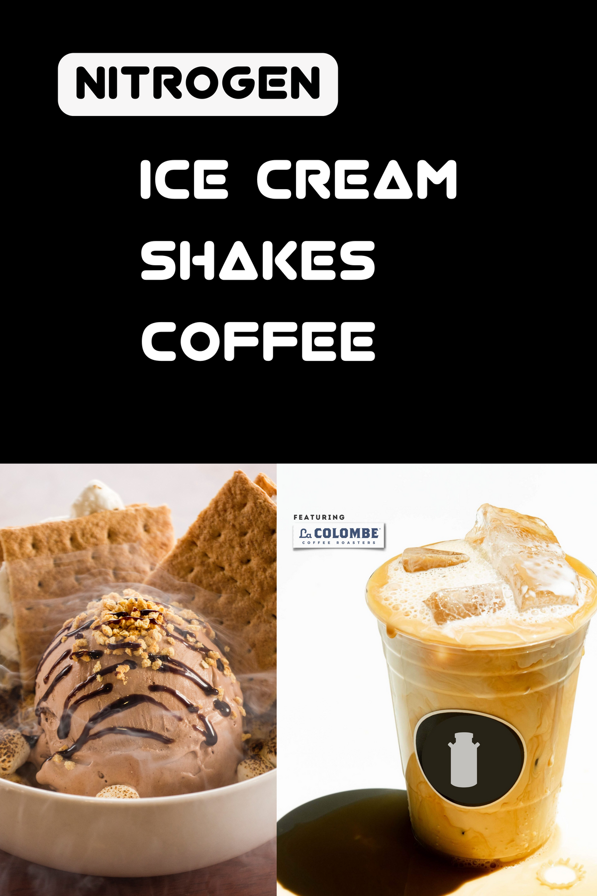 24"x36" Posters for A-frame Sign Highlighting "Nitrogen Ice Cream, Shakes + Coffee"