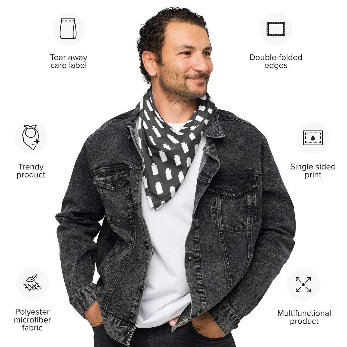Milkster Can Black & White All-over print bandana