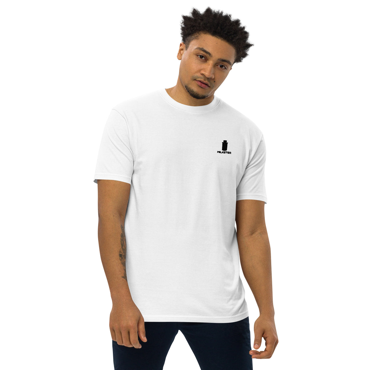 Premium heavyweight tee w/ Milkster Logo (suggested retail price 24.99)