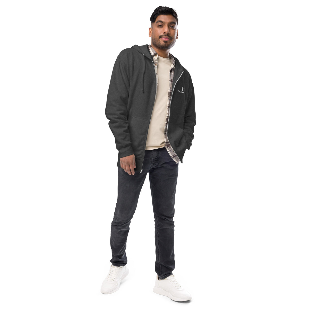 Unisex fleece zip up hoodie
