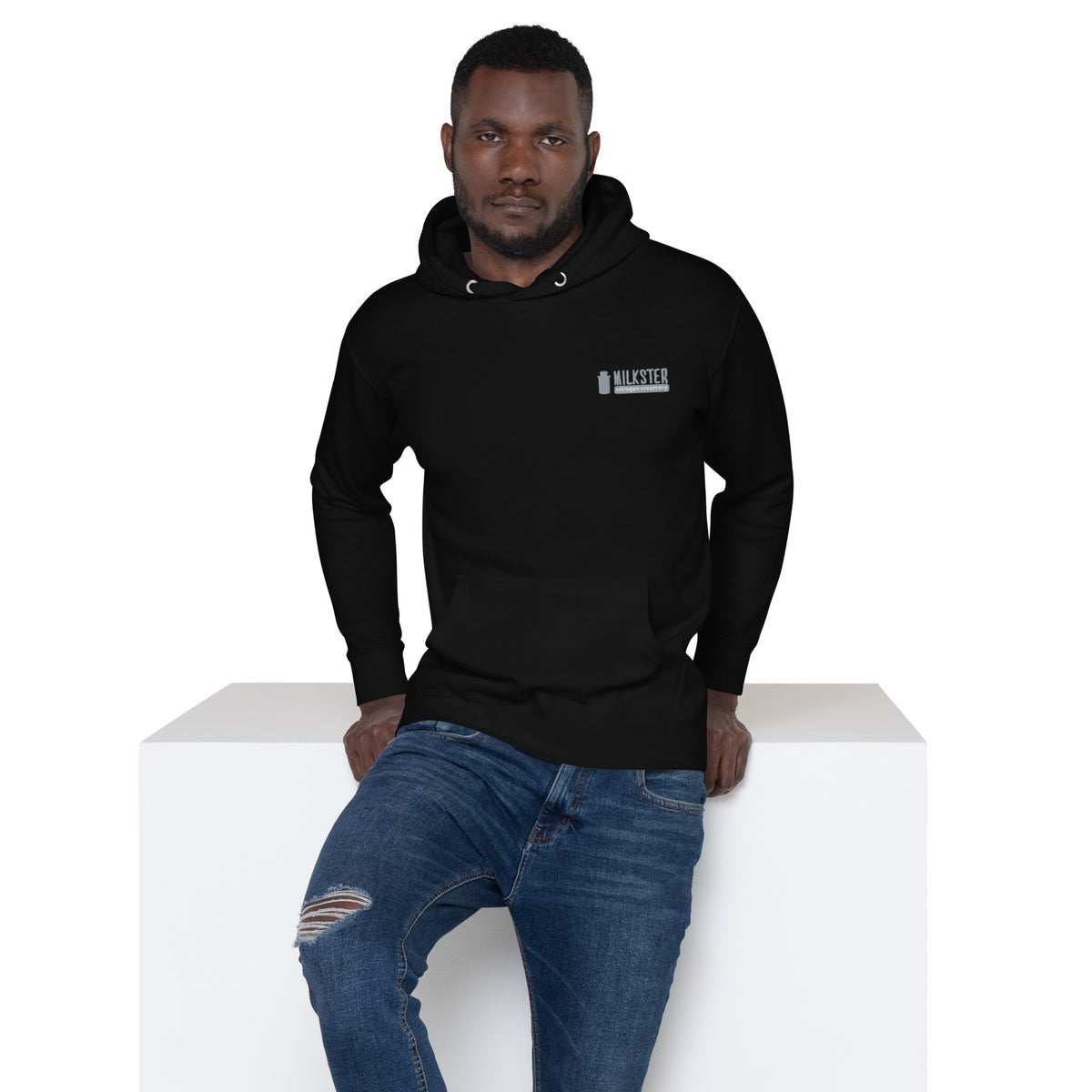 Milkster Logo Unisex White Hoodie