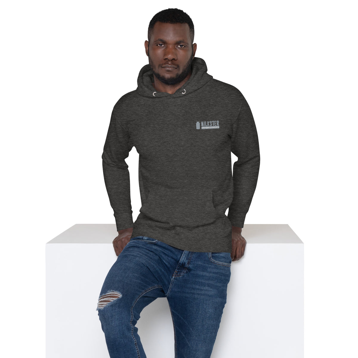 Milkster Logo Unisex White Hoodie