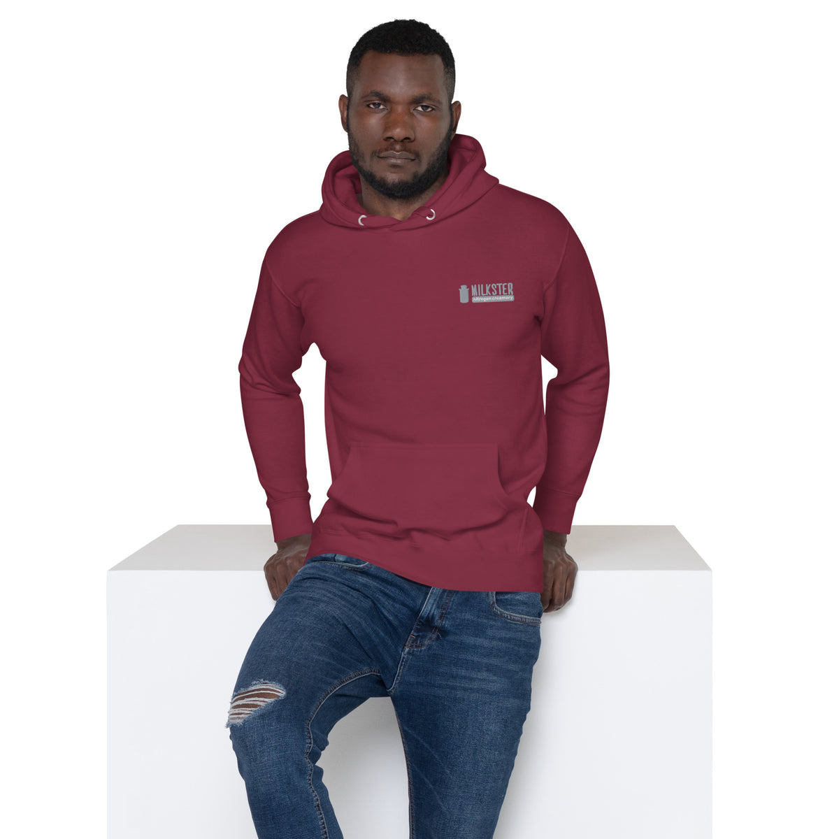Milkster Logo Unisex White Hoodie