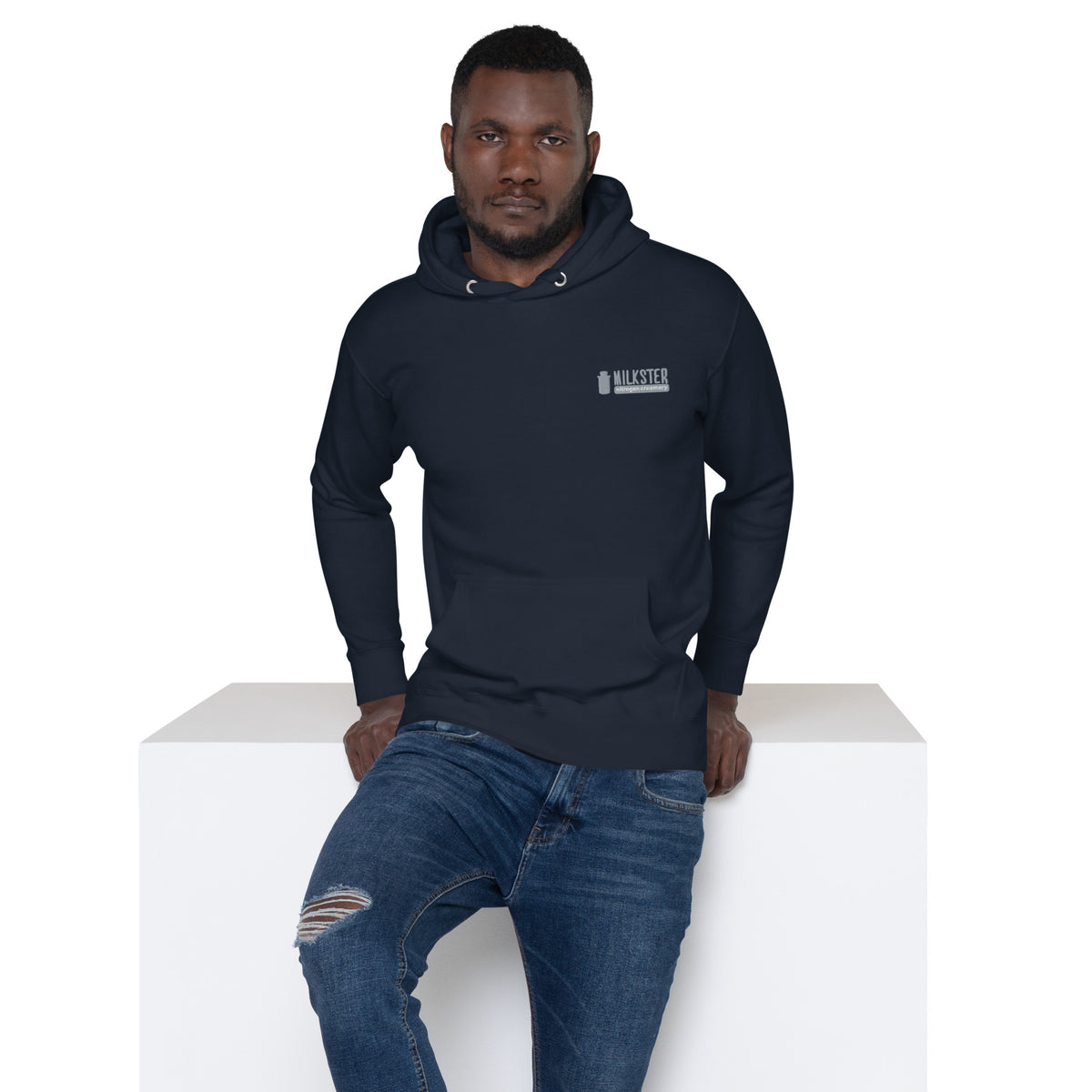 Milkster Logo Unisex White Hoodie