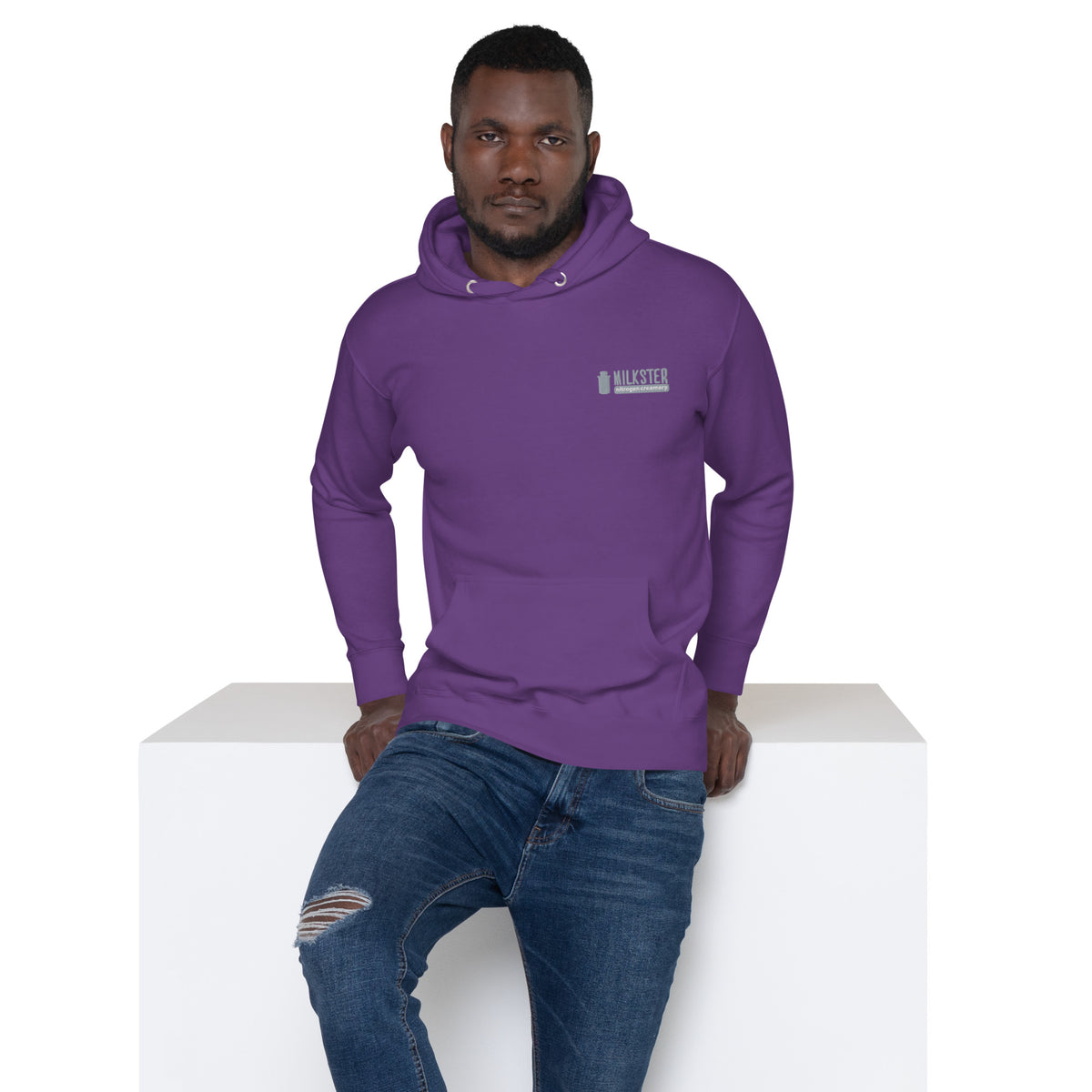 Milkster Logo Unisex White Hoodie