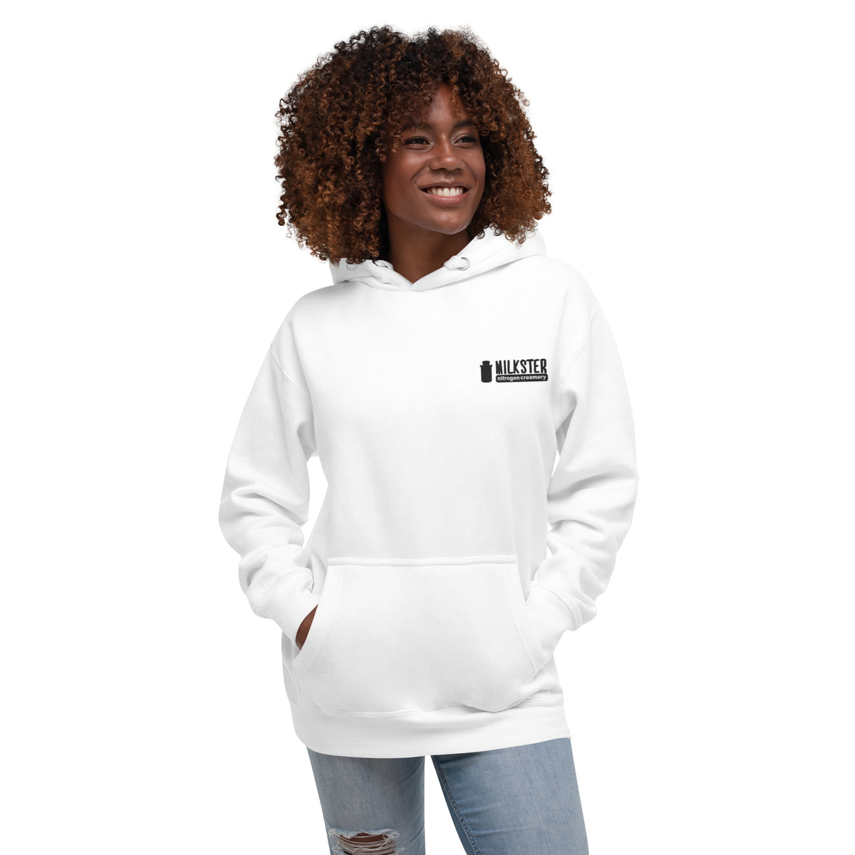 Milkster Logo Unisex White Hoodie