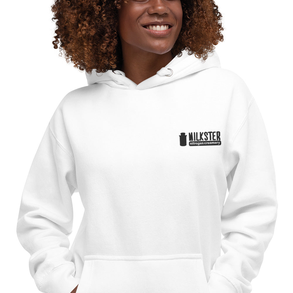 Milkster Logo Unisex White Hoodie